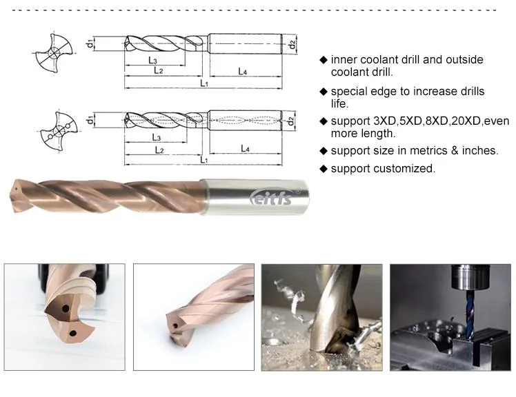 Made in China Solid Carbide Coated Pilot Drill for Metal Processing